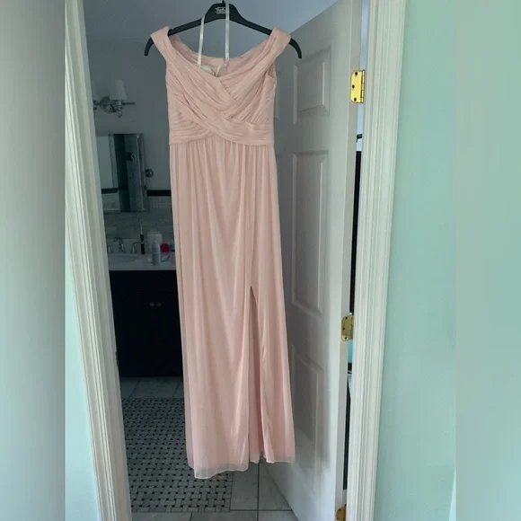 david's bridal petal bridesmaid dress Chiffon Tank Scoop Neck Bridesmaid Dress